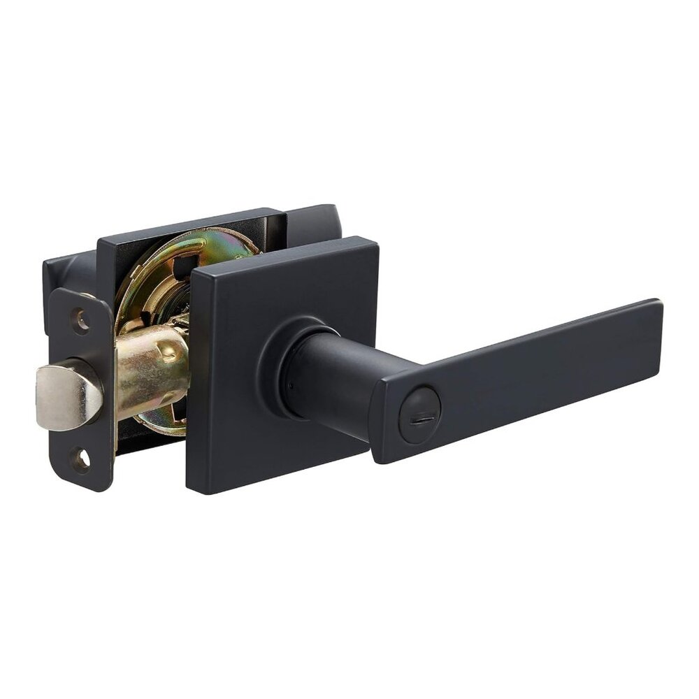 Amazon Basics Stamford Door Lever, Privacy Lock, Matte Black, Reversible, ANSI G